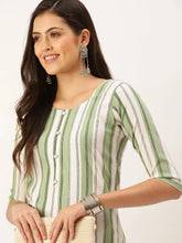 Women's Green Striped Straight Kurta-SKC-3235-Greenwhite